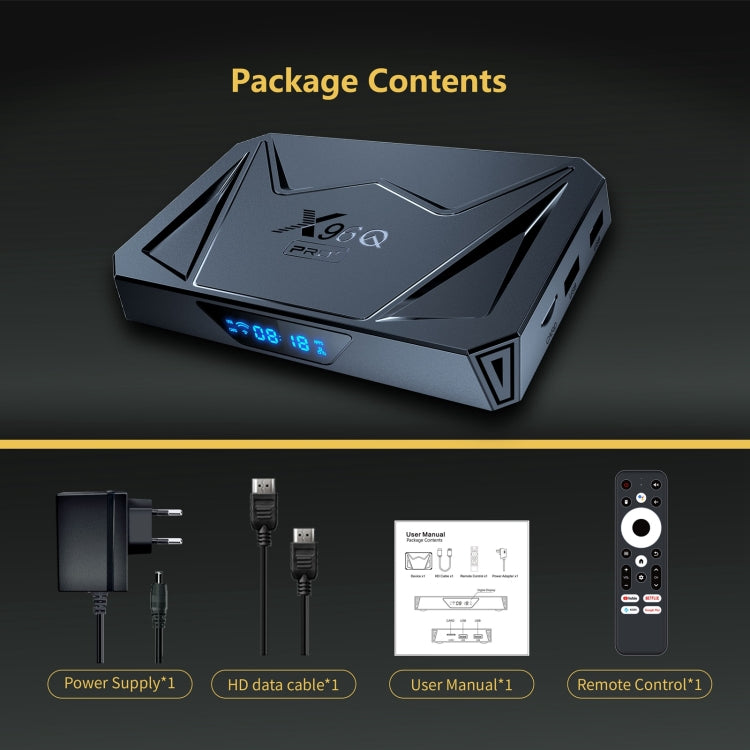 X96Q Pro+ Cortex-A55 Android 14 Octa-core CPU 4K HD Internet Set-top Box, RAM:4GB+32GB(EU Plug) by buy2fix