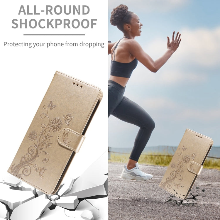 For Samsung Galaxy S25 5G Embossed Butterfly Flowers Leather Phone Case(Gold) by buy2fix