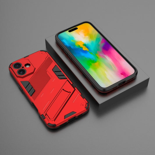 For iPhone 16 Punk Armor 2 in 1 PC + TPU Phone Case with Holder(Red) by buy2fix