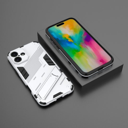 For iPhone 16 Plus Punk Armor 2 in 1 PC + TPU Phone Case with Holder(White) by buy2fix