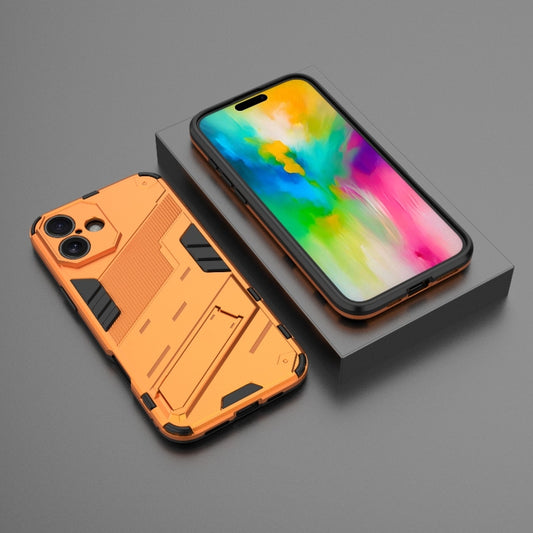 For iPhone 16 Plus Punk Armor 2 in 1 PC + TPU Phone Case with Holder(Orange) by buy2fix