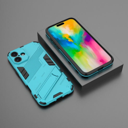 For iPhone 16 Plus Punk Armor 2 in 1 PC + TPU Phone Case with Holder(Blue) by buy2fix