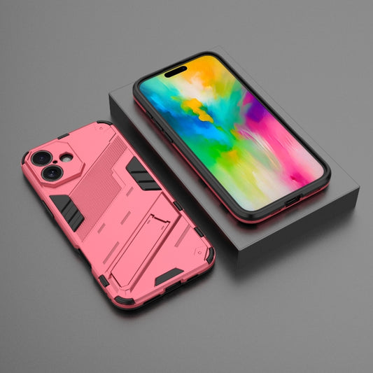 For iPhone 16 Plus Punk Armor 2 in 1 PC + TPU Phone Case with Holder(Light Red) by buy2fix