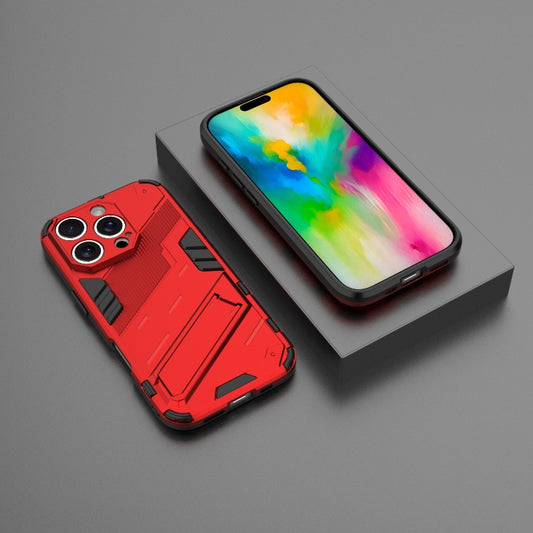 For iPhone 16 Pro Punk Armor 2 in 1 PC + TPU Phone Case with Holder(Red) by buy2fix