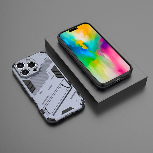 For iPhone 16 Pro Punk Armor 2 in 1 PC + TPU Phone Case with Holder(Grey) by buy2fix