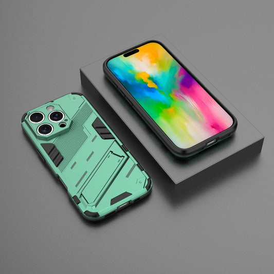 For iPhone 16 Pro Punk Armor 2 in 1 PC + TPU Phone Case with Holder(Green) by buy2fix