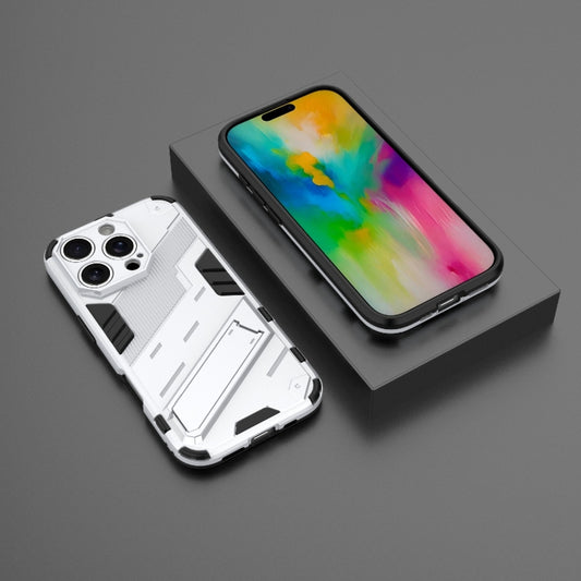 For iPhone 16 Pro Punk Armor 2 in 1 PC + TPU Phone Case with Holder(White) by buy2fix