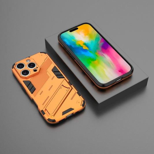 For iPhone 16 Pro Punk Armor 2 in 1 PC + TPU Phone Case with Holder(Orange) by buy2fix
