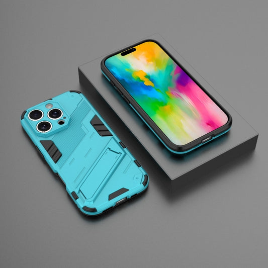 For iPhone 16 Pro Punk Armor 2 in 1 PC + TPU Phone Case with Holder(Blue) by buy2fix
