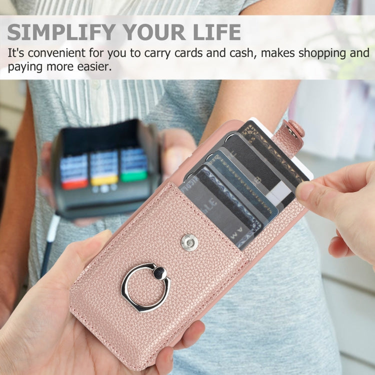 For Samsung Galaxy S25 5G Litchi Texture Drawing Card Bag Ring Holder Phone Case(Wine Red) by buy2fix