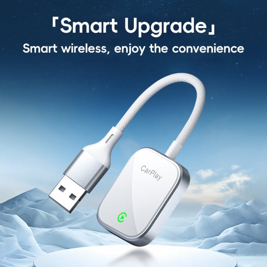 USB, USB-C / Type-C Dual Interface Wired to Wireless Car CarPlay Box Adapter for iPhone(White) by buy2fix