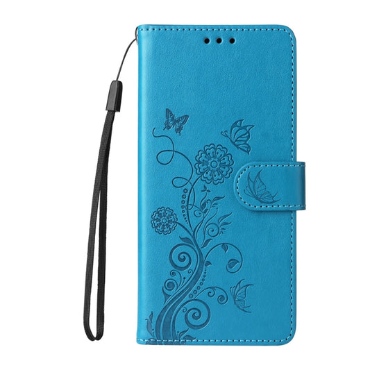 For OnePlus 13 Embossed Butterfly Flowers Leather Phone Case(Blue) by buy2fix