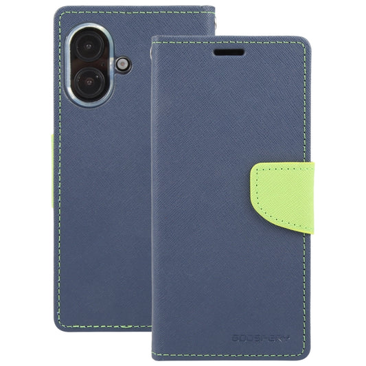 For iPhone 16 GOOSPERY FANCY DIARY Cross Texture Leather Phone Case(Navy Blue) by GOOSPERY