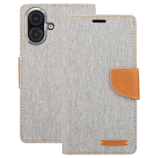 For iPhone 16 Plus GOOSPERY CANVAS DIARY Fabric Texture Flip Leather Phone Case(Grey) by GOOSPERY