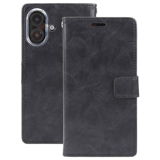 For iPhone 16 GOOSPERY BLUE MOON Crazy Horse Texture Leather Phone Case(Black) by GOOSPERY