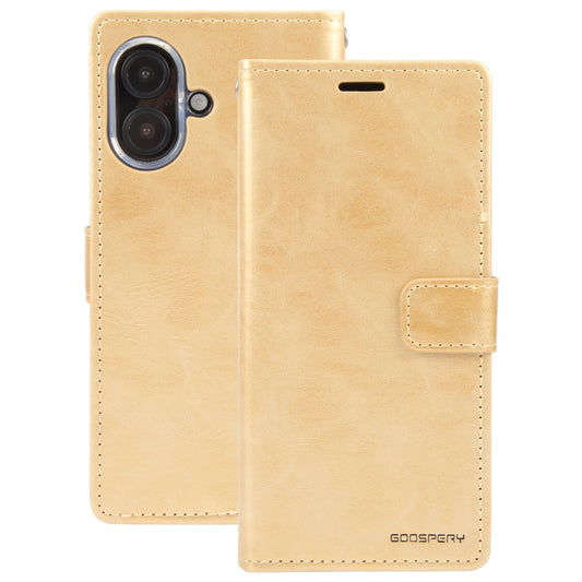 For iPhone 16 GOOSPERY BLUE MOON Crazy Horse Texture Leather Phone Case(Gold) by GOOSPERY