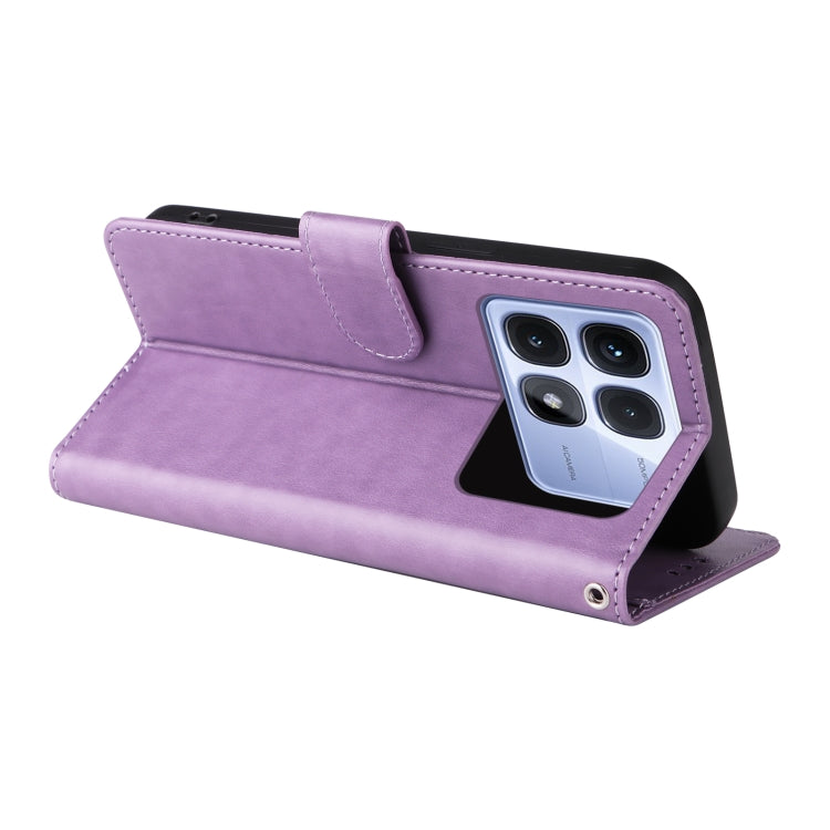 For Redmi K70 Ultra Embossed Butterfly Flowers Leather Phone Case(Purple) by buy2fix