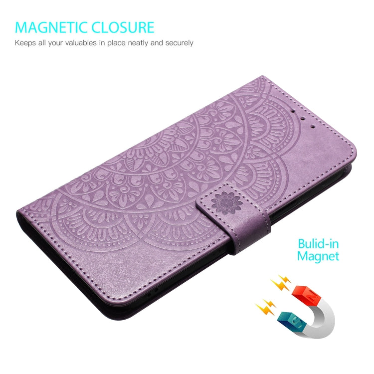 For iPhone 16 Flower Embossed Leather Phone Case(Purple) by buy2fix