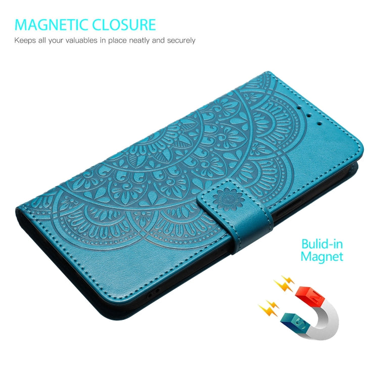 For iPhone 16 Flower Embossed Leather Phone Case(Blue) by buy2fix