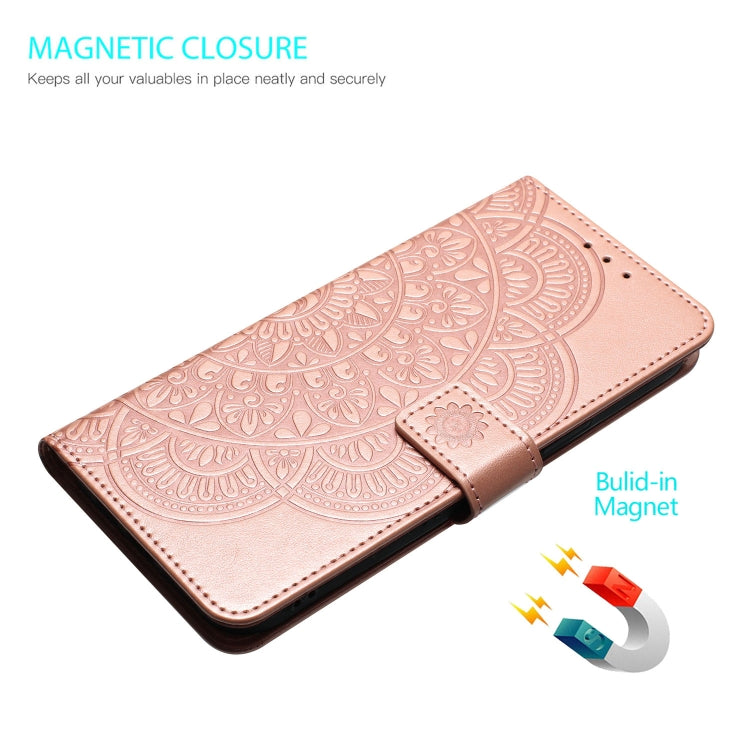 For iPhone 16 Flower Embossed Leather Phone Case(Rose Gold) by buy2fix