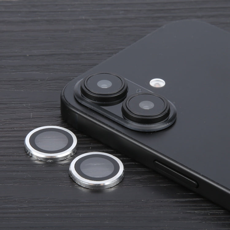 For iPhone 16 Plus / 16 Tempered Glass CD Texture Back Camera Film(Silver) by buy2fix