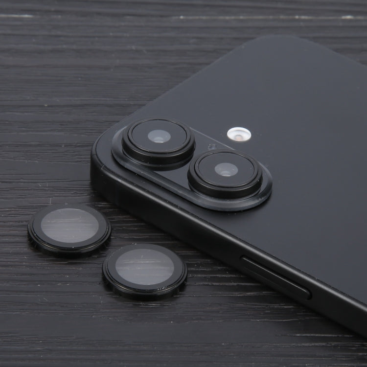 For iPhone 16 Plus / 16 Metal Tempered Glass Back Camera Film(Black) by buy2fix