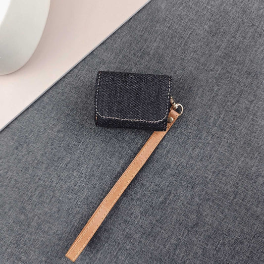 For AirPods Pro Cowboy Fabric Texture PU Headset Protective Bag(Black) by buy2fix