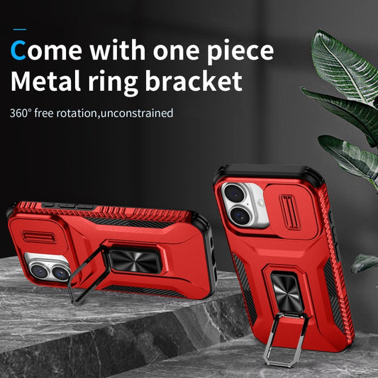 For iPhone 16 Sliding Camshield Holder Phone Case(Red) by buy2fix