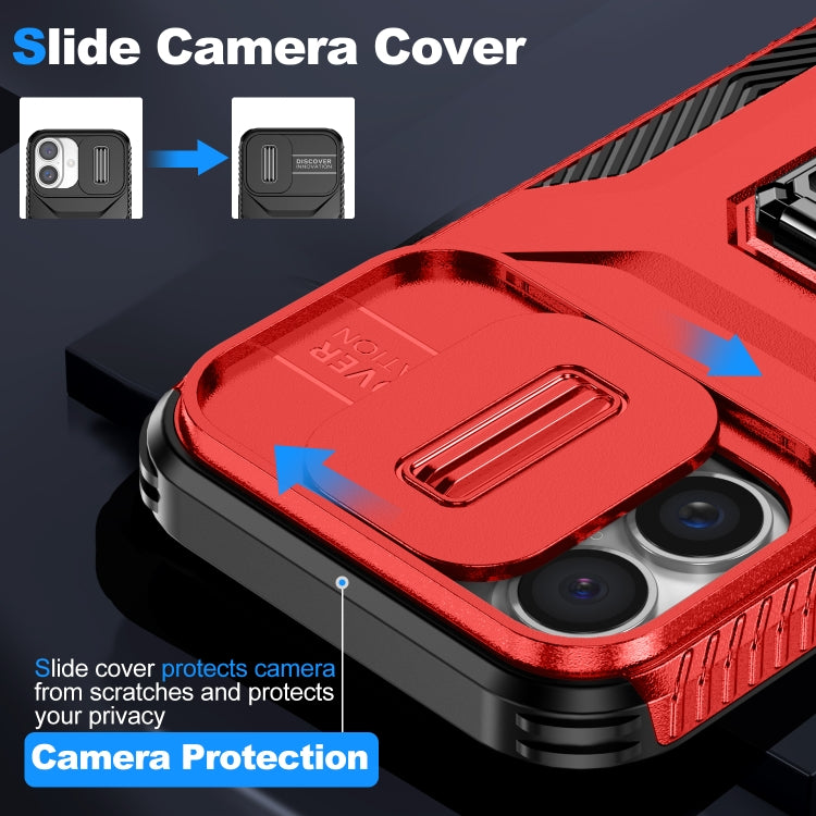 For iPhone 16 Sliding Camshield Holder Phone Case(Red) by buy2fix