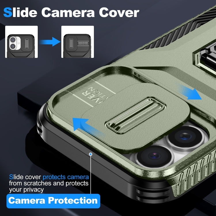 For iPhone 16 Plus Sliding Camshield Holder Phone Case(Alpine Green) by buy2fix