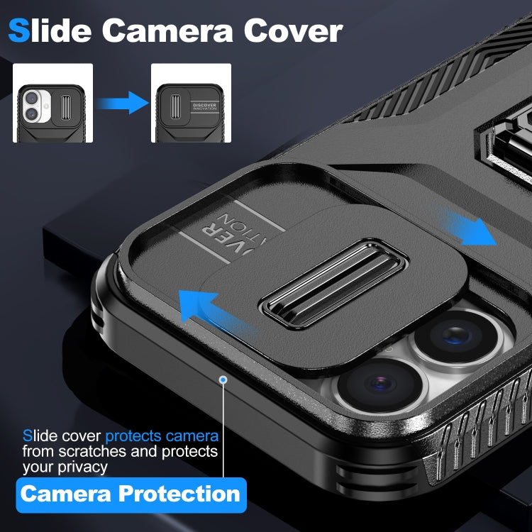For iPhone 16 Plus Sliding Camshield Holder Phone Case(Black) by buy2fix