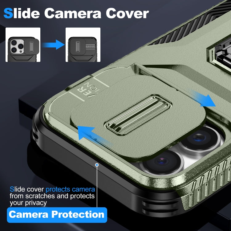 For iPhone 16 Pro Sliding Camshield Holder Phone Case(Alpine Green) by buy2fix