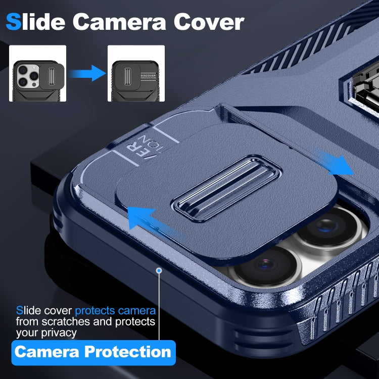 For iPhone 16 Pro Sliding Camshield Holder Phone Case(Blue) by buy2fix