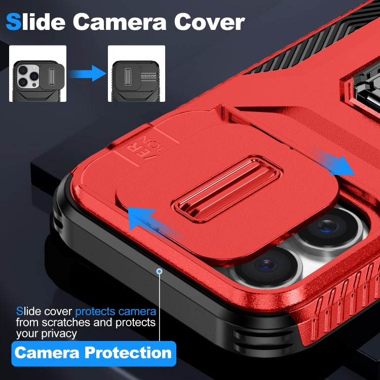 For iPhone 16 Pro Max Sliding Camshield Holder Phone Case(Red) by buy2fix