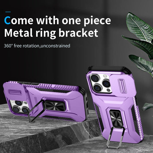 For iPhone 16 Pro Max Sliding Camshield Holder Phone Case(Purple) by buy2fix