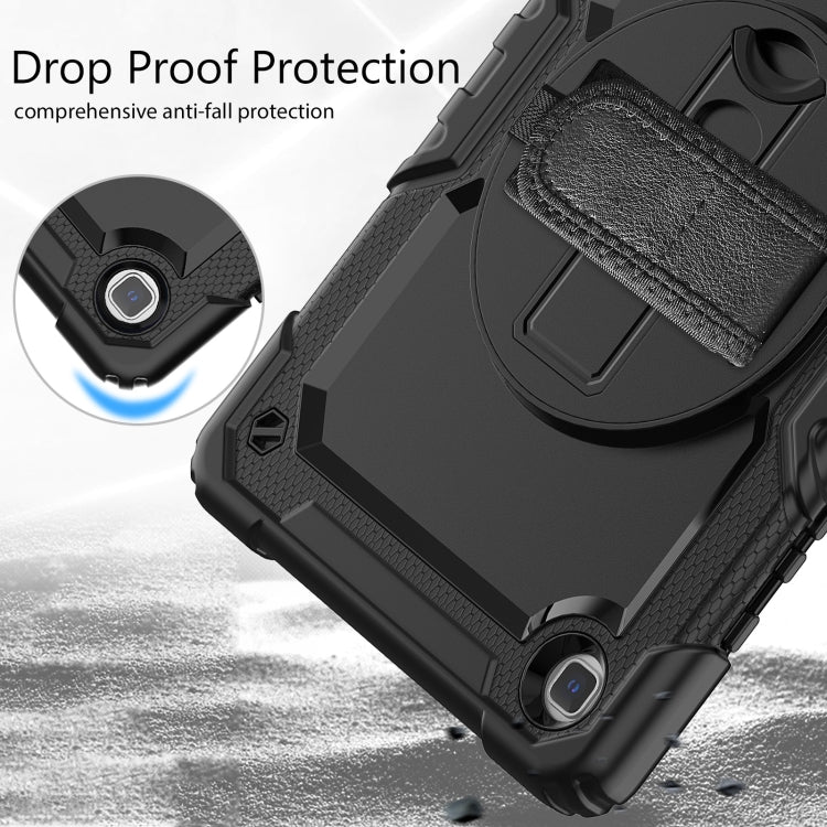 For Samsung Galaxy Tab A7 Lite T220 Silicone Hybrid PC Tablet Case with Shoulder Strap(Black) by buy2fix