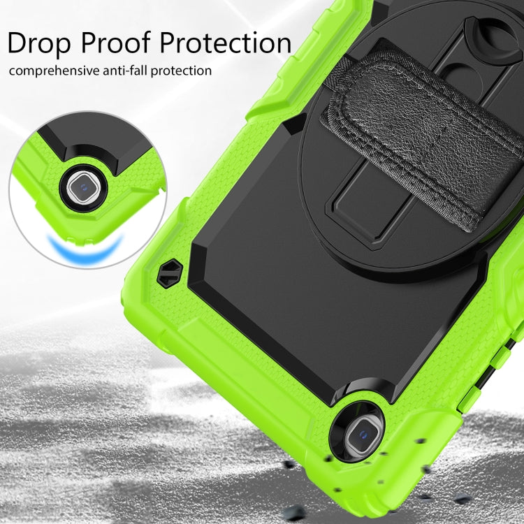For Samsung Galaxy Tab A7 Lite T220 Silicone Hybrid PC Tablet Case with Shoulder Strap(Black + Yellow Green) by buy2fix