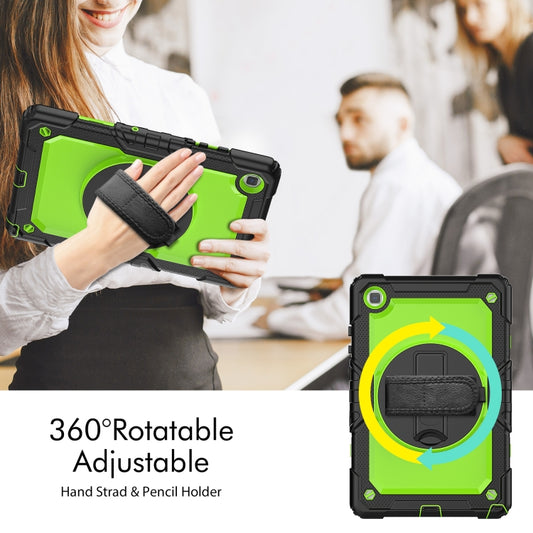 For Samsung Galaxy Tab A7 Lite T220 Silicone Hybrid PC Tablet Case with Shoulder Strap(Yellow Green + Black) by buy2fix
