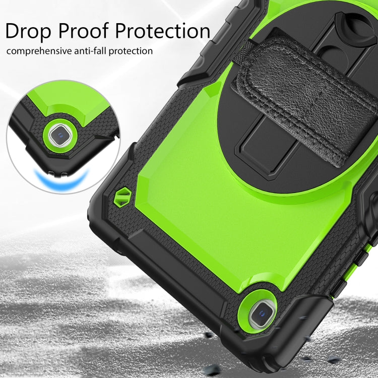 For Samsung Galaxy Tab A7 Lite T220 Silicone Hybrid PC Tablet Case with Shoulder Strap(Yellow Green + Black) by buy2fix