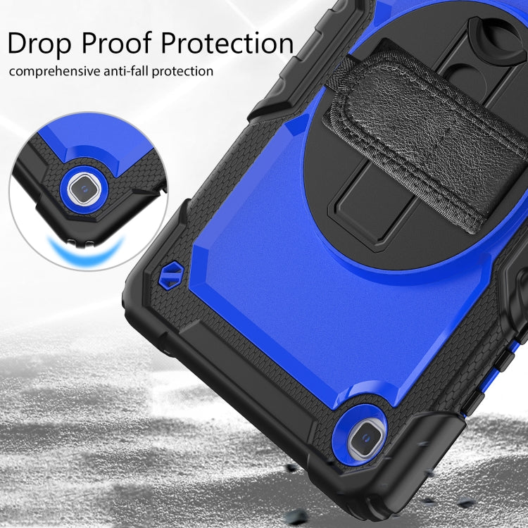 For Samsung Galaxy Tab A7 Lite T220 Silicone Hybrid PC Tablet Case with Shoulder Strap(Dark Blue + Black) by buy2fix