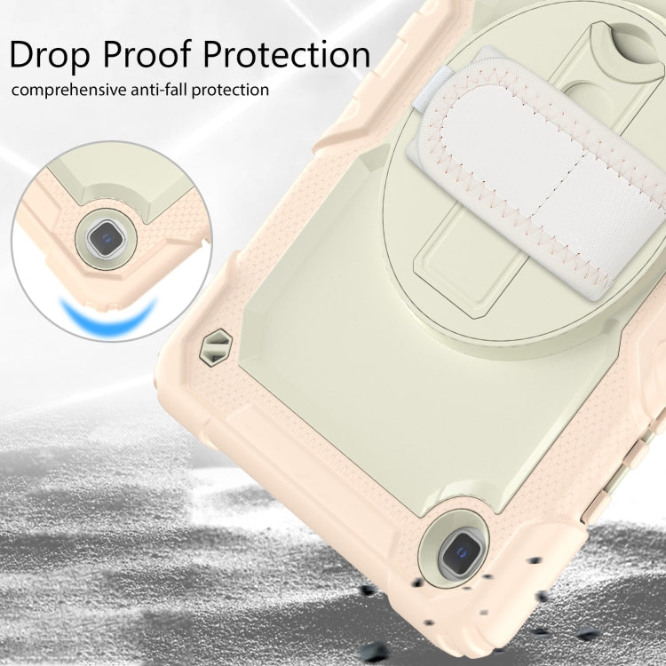 For Samsung Galaxy Tab A7 Lite T220 Silicone Hybrid PC Tablet Case with Shoulder Strap(Beige + Rose Gold) by buy2fix