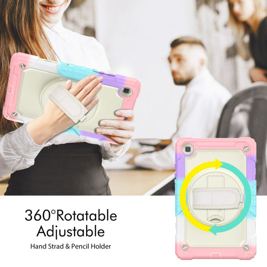 For Samsung Galaxy Tab A7 Lite T220 Silicone Hybrid PC Tablet Case with Shoulder Strap(Camouflage Pink) by buy2fix