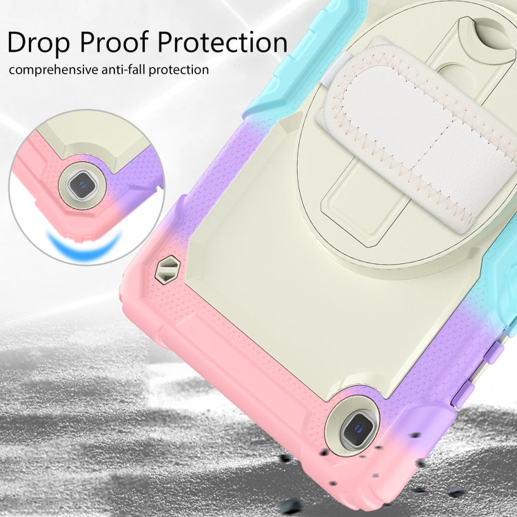 For Samsung Galaxy Tab A7 Lite T220 Silicone Hybrid PC Tablet Case with Shoulder Strap(Camouflage Pink) by buy2fix