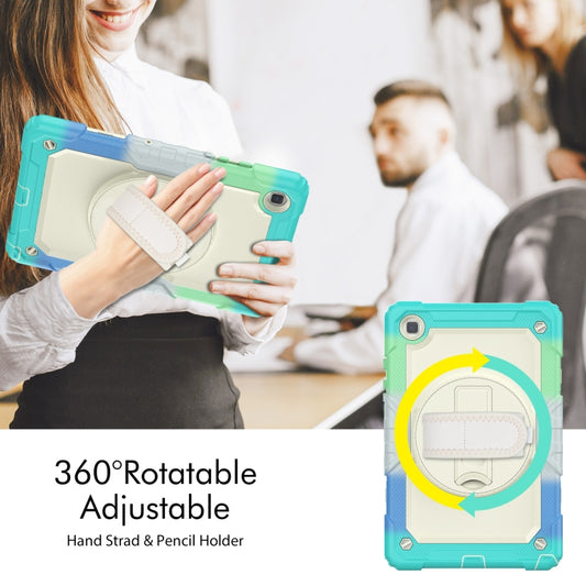 For Samsung Galaxy Tab A7 Lite T220 Silicone Hybrid PC Tablet Case with Shoulder Strap(Camouflage Light Blue) by buy2fix