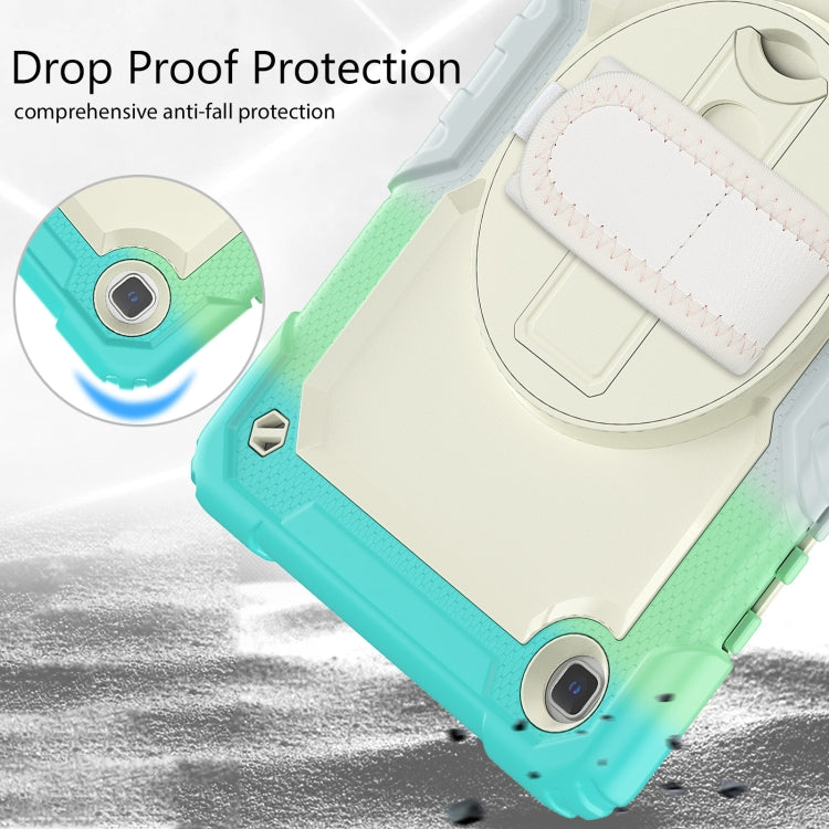 For Samsung Galaxy Tab A7 Lite T220 Silicone Hybrid PC Tablet Case with Shoulder Strap(Camouflage Light Blue) by buy2fix