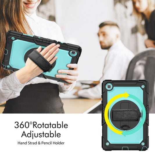 For Samsung Galaxy Tab A7 Lite T220 Silicone Hybrid PC Tablet Case with Shoulder Strap(Light Blue + Black) by buy2fix