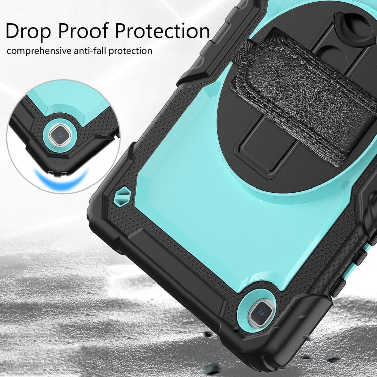 For Samsung Galaxy Tab A7 Lite T220 Silicone Hybrid PC Tablet Case with Shoulder Strap(Light Blue + Black) by buy2fix