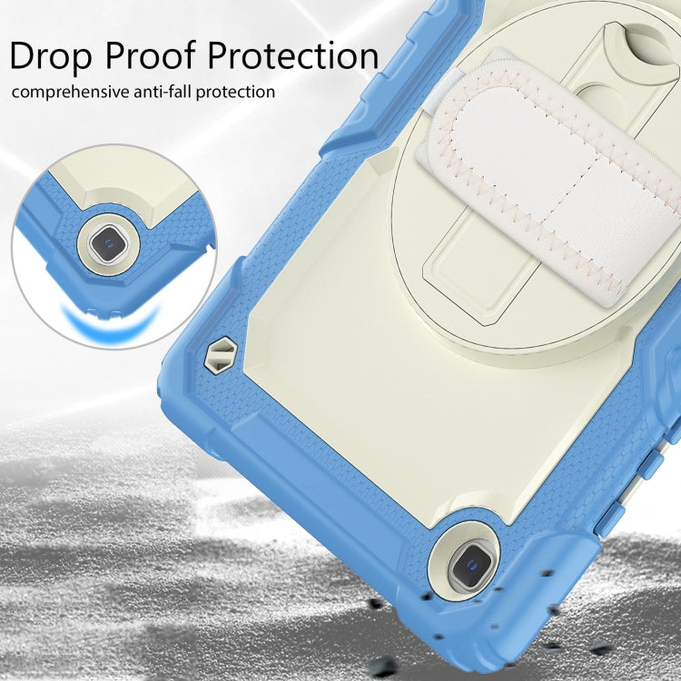 For Samsung Galaxy Tab A7 Lite T220 Silicone Hybrid PC Tablet Case with Shoulder Strap(Beige + Cyan-blue) by buy2fix