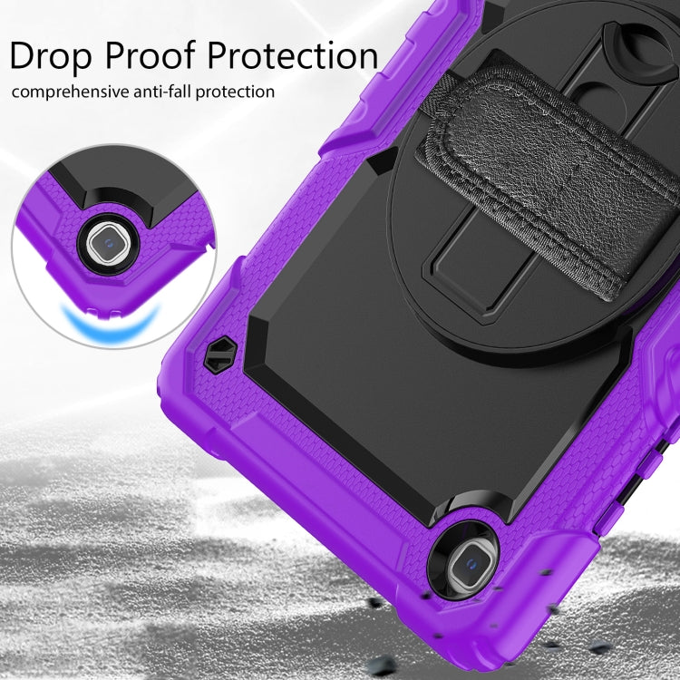 For Samsung Galaxy Tab A7 Lite T220 Silicone Hybrid PC Tablet Case with Shoulder Strap(Purple) by buy2fix
