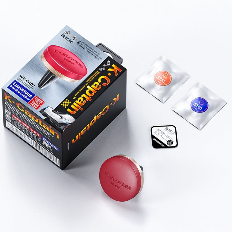 WEKOME WT-CA07 K-Captain Genuine Leather Solid Car Aroma Diffuser(Red) by WK